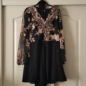 Black romper with rose gold sequin size 2xl